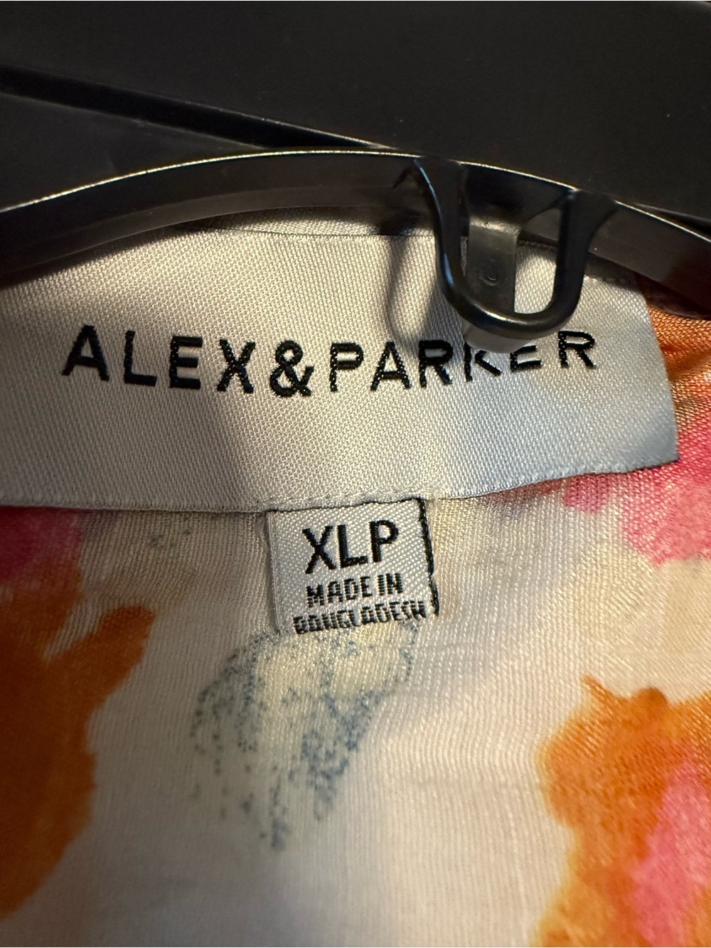 Alex & Parker Petite XL Floral Smocked Waist Button Front Roll Tab Blouse - Picture 8 of 8